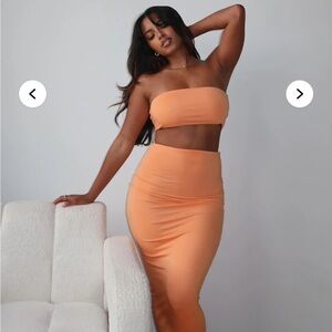 Fashion Nova Another Time Double Lined Skirt Set - Orange